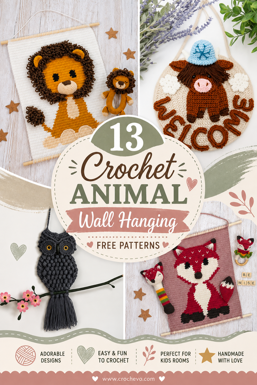 Crochet Animal Wall Hanging Free Patterns