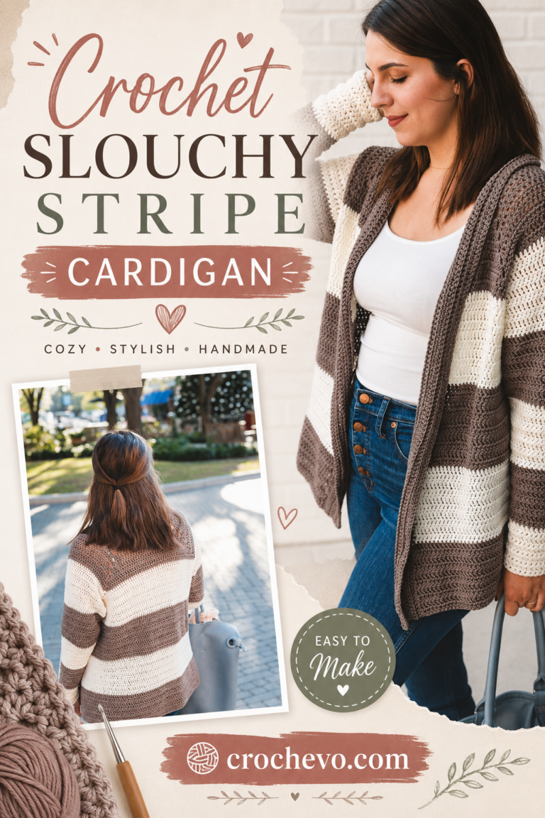Crochet Slouchy Stripe Cardigan Pattern | Easy & Cozy Crochet Cardigan