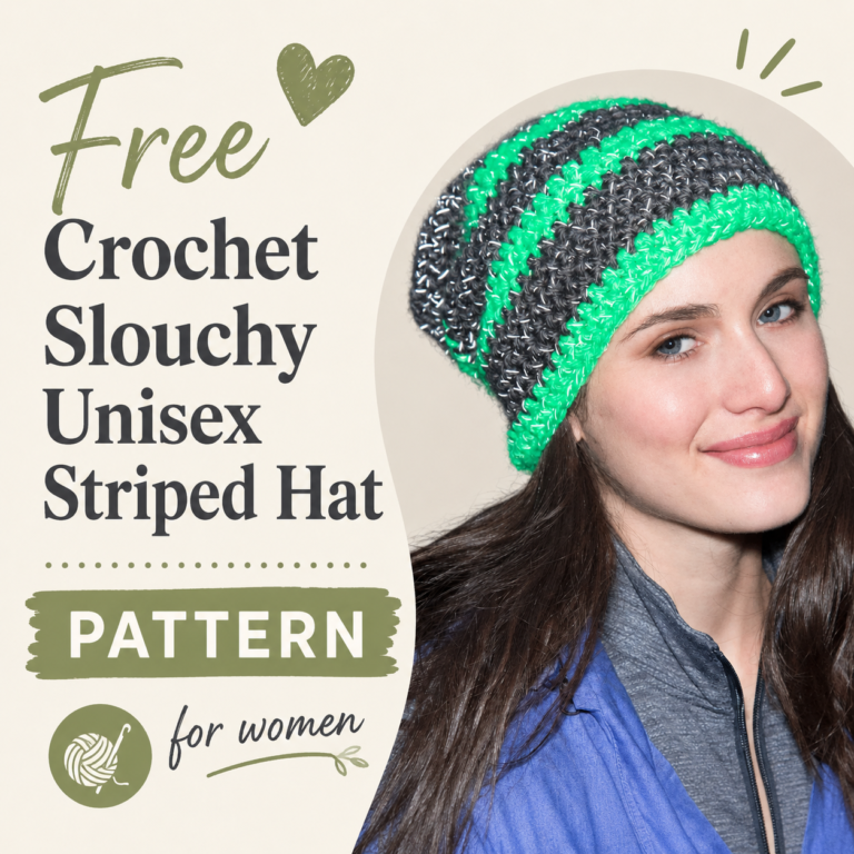 Crochet Slouchy Unisex Striped Hat Pattern