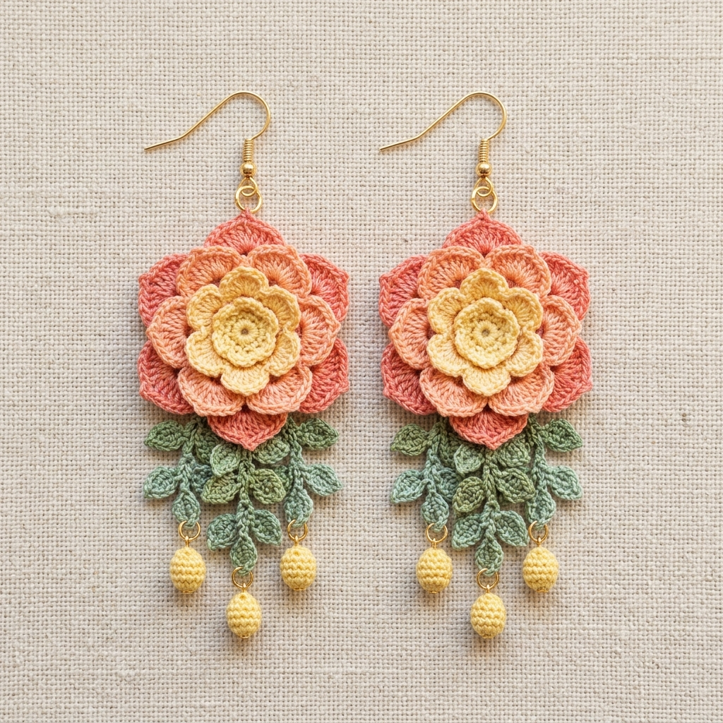 Crochet Flower Earrings