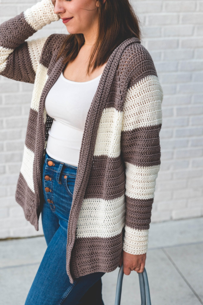 Crochet Slouchy Stripe Cardigan