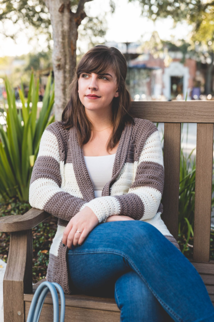 Crochet Slouchy Stripe Cardigan