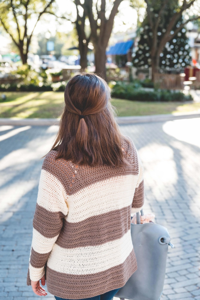 Crochet Slouchy Stripe Cardigan
