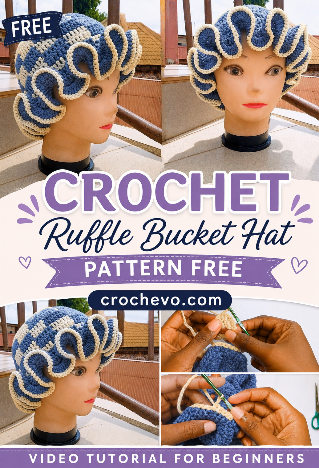 Crochet Ruffle Bucket Hat