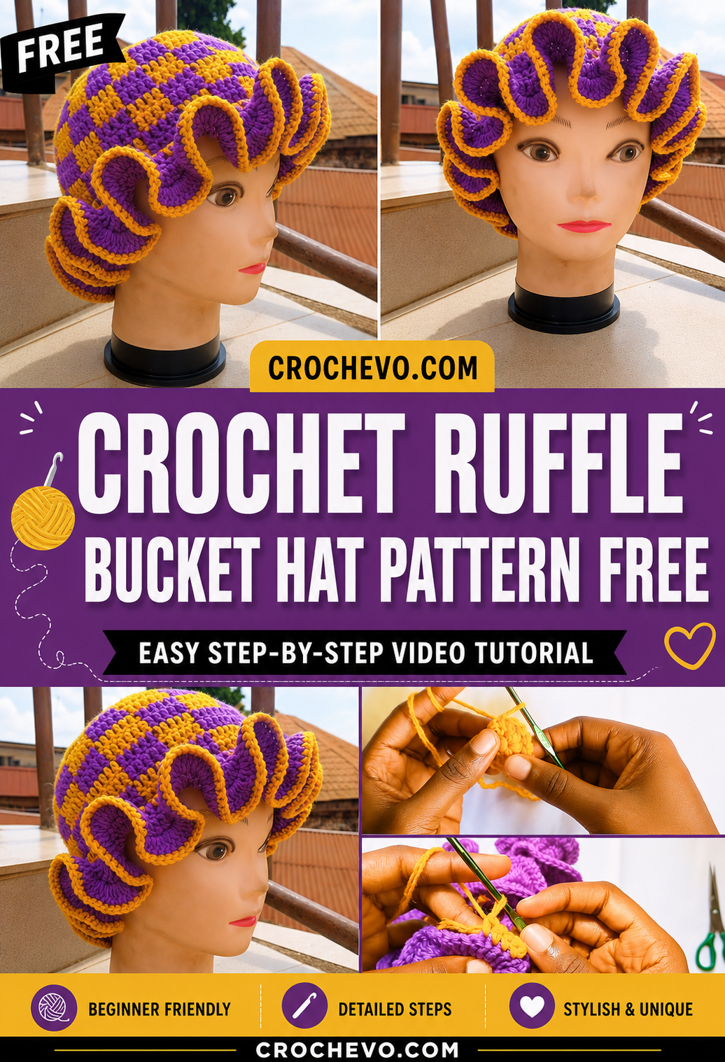 Crochet Ruffle Bucket Hat Pattern
