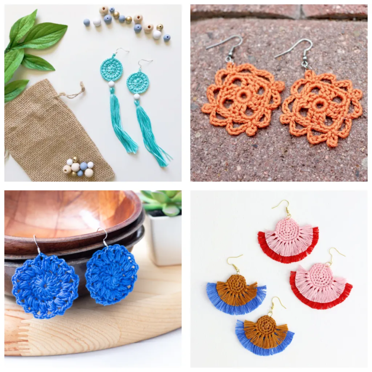 Crochet Flower Earrings Free Pattern