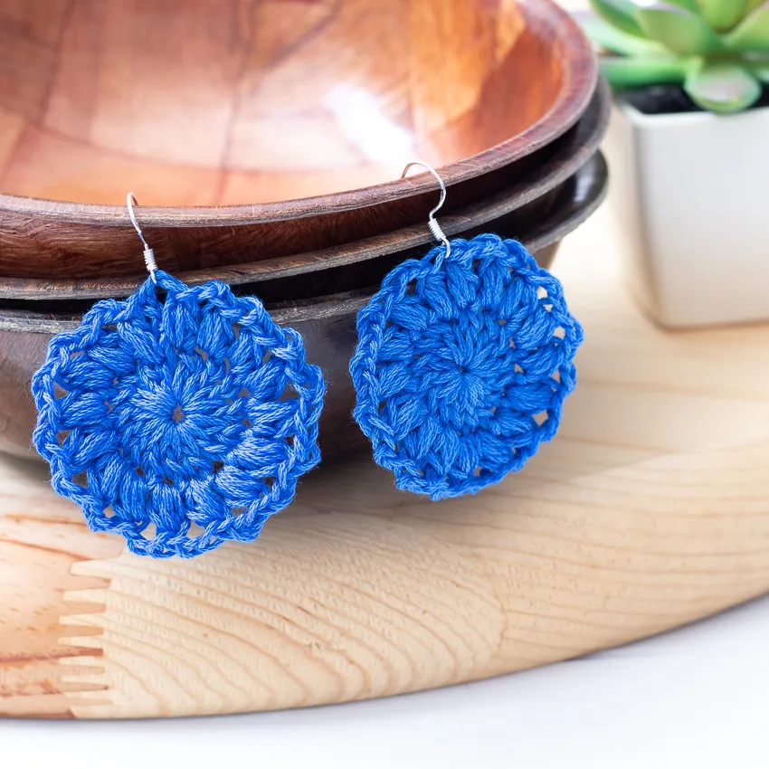 Crochet Flower Earrings Free Pattern