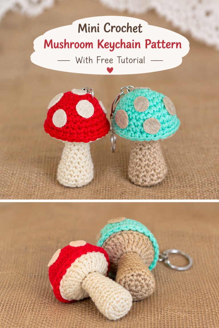 Mini Crochet Mushroom Keychain Pattern With Free Tutorial