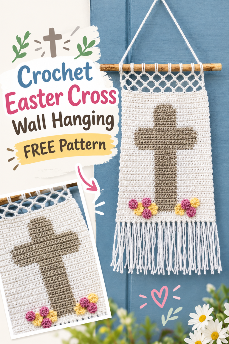 Crochet Easter Cross Wall Hanging – FREE Pattern