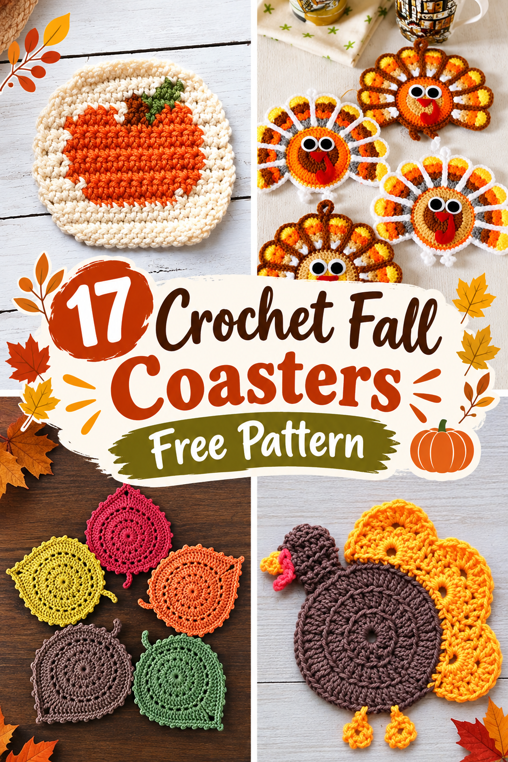 17 Fall Coasters Free Crochet Patterns