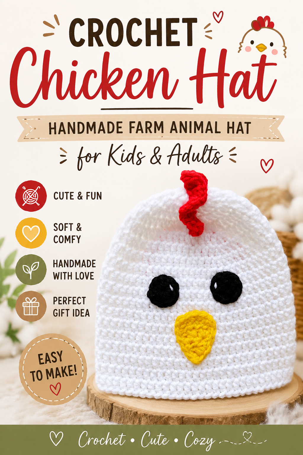 Crochet Chicken Hat