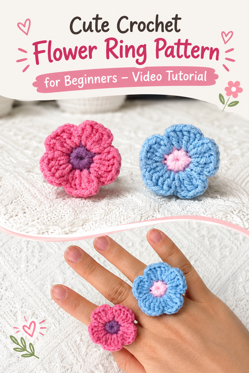 Cute Crochet Flower Ring Pattern for Beginners – Video Tutorial