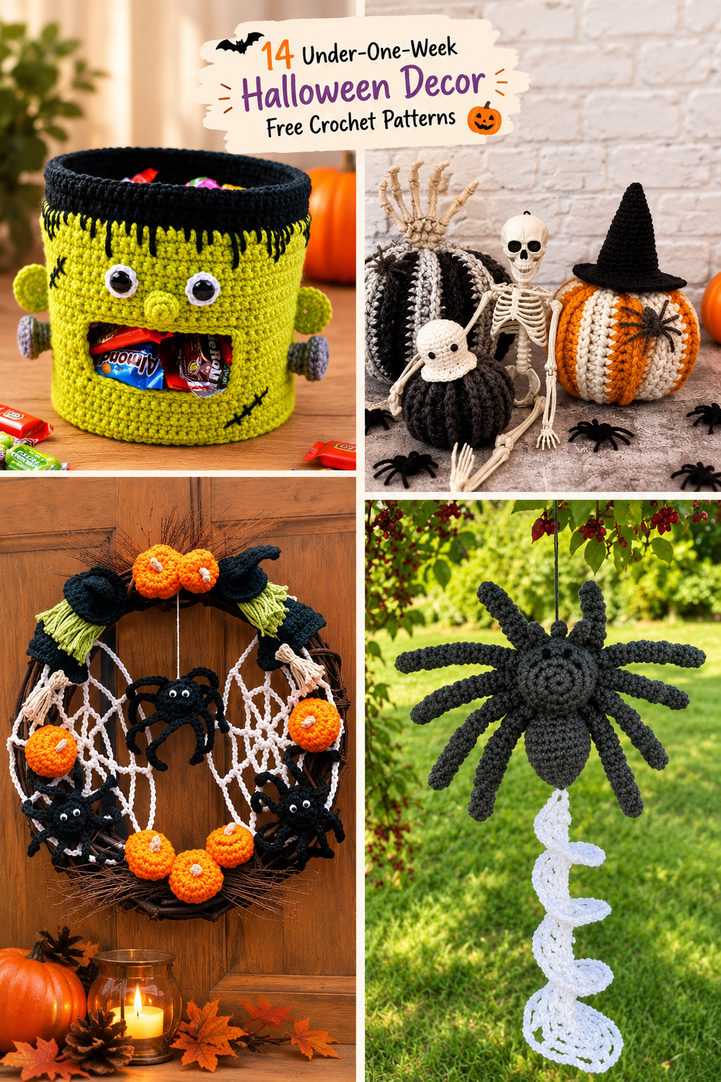 14 Under-One-Week Halloween Decor Free Crochet Patterns