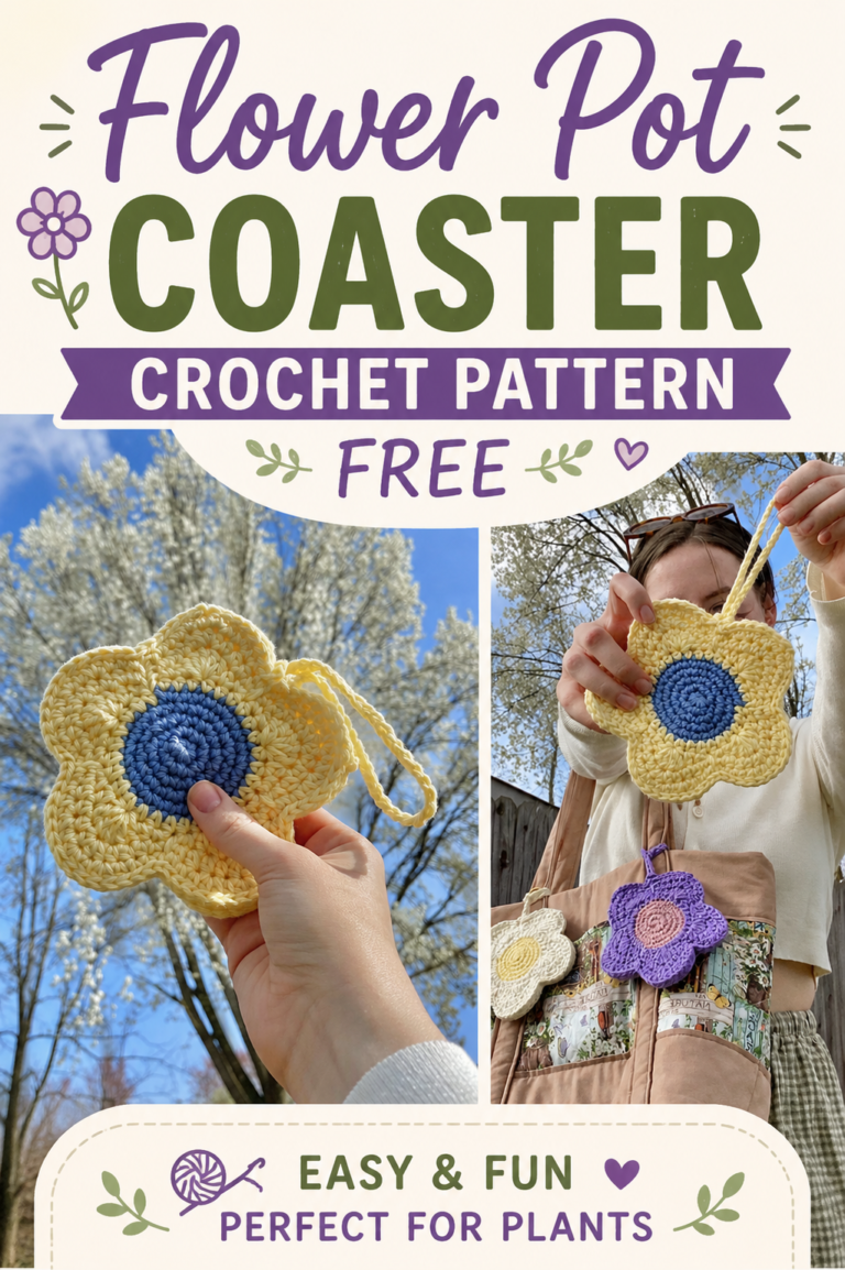 Flower Pot Coaster Crochet Pattern Free