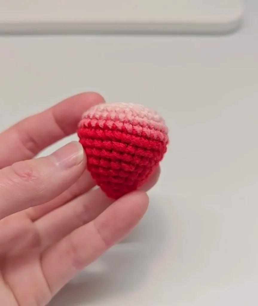 Tiny Crochet Strawberry Keychain Pattern for Beginners