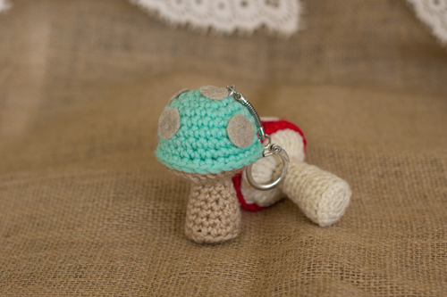 Mini Crochet Mushroom Keychain Pattern With Free Tutorial