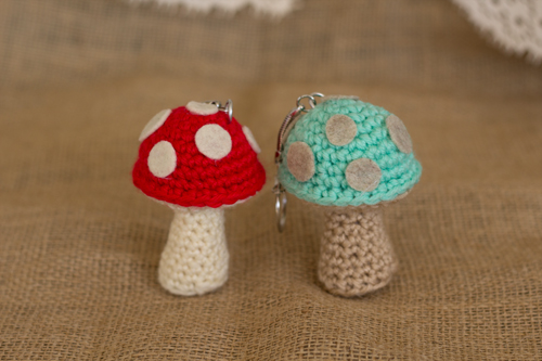 Mini Crochet Mushroom Keychain Pattern With Free Tutorial