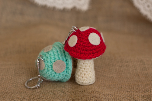Mini Crochet Mushroom Keychain Pattern With Free Tutorial