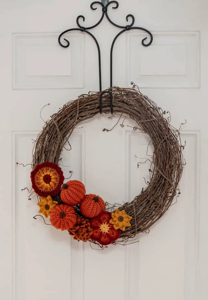 crochet pumpkin wreaths