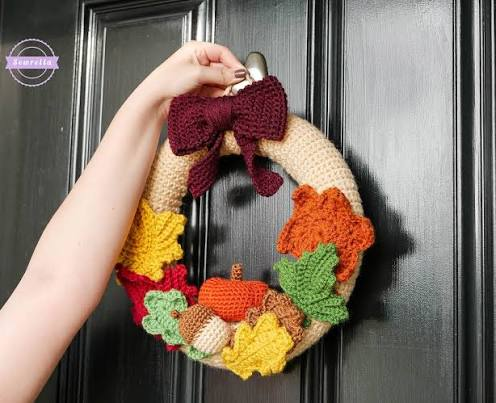 crochet pumpkin wreaths